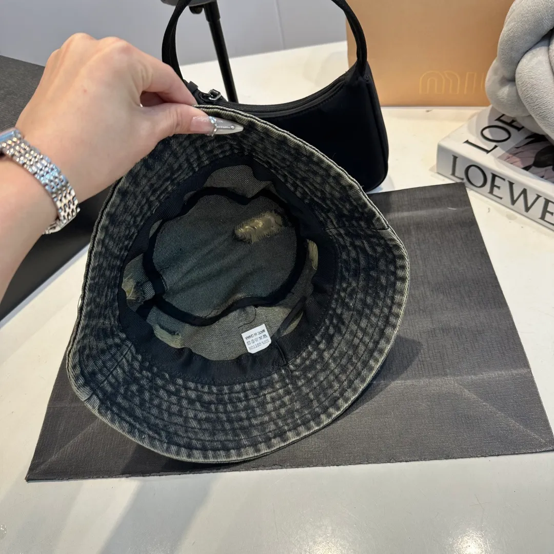 P60 Croxin spring and summer new denim fisherman hat, retro old street style, washed and torn edges, photo-taking item